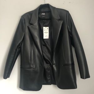 NEW ZARA oversize faux leather blazer